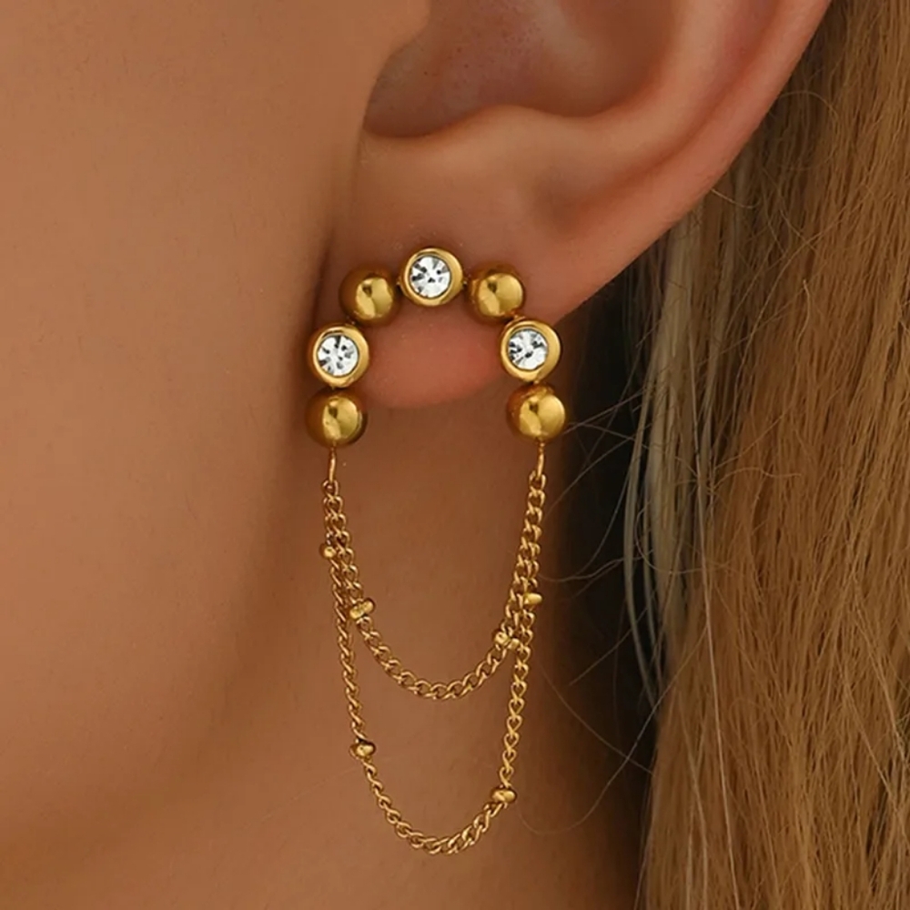 Modern Bohemian Chain Earrings (Stainless Steel) Gold